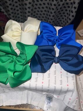 Chunky Grosgrain Hair Bows - Ivory, Royal Blue, Kelly Green, Navy